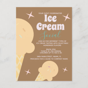 Invitación Social de Volante de Cono de Helado Ret