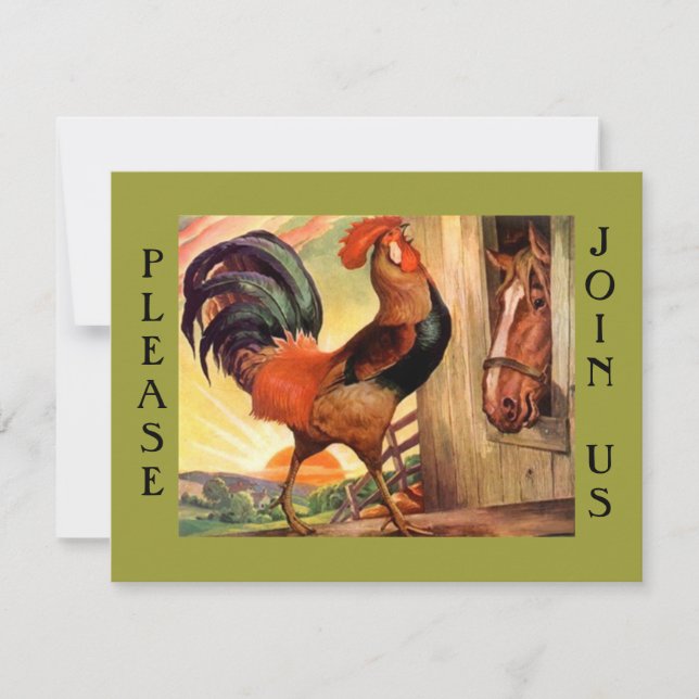 Invitación social del fiesta del gallo de la (Anverso)