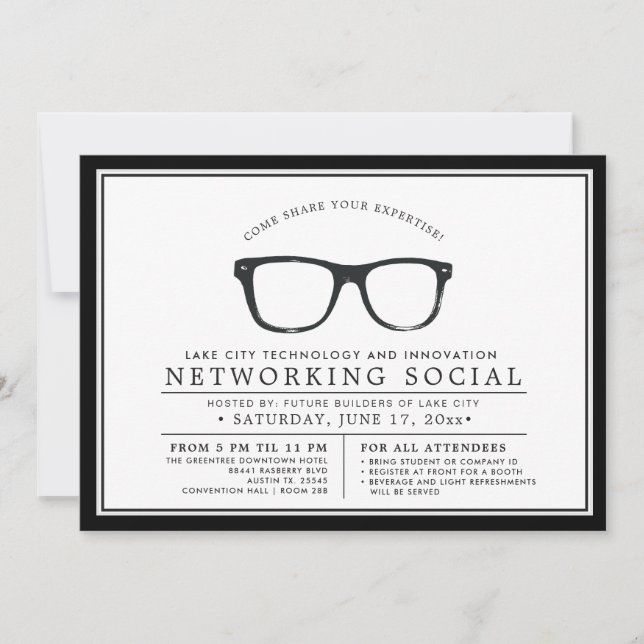 Invitación Social local serio del negocio de las gafas el | (Anverso)