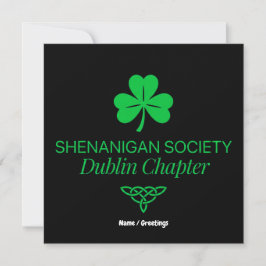 Invitación Sociedad Shenanigan Capítulo de Dublín Patrimonio 