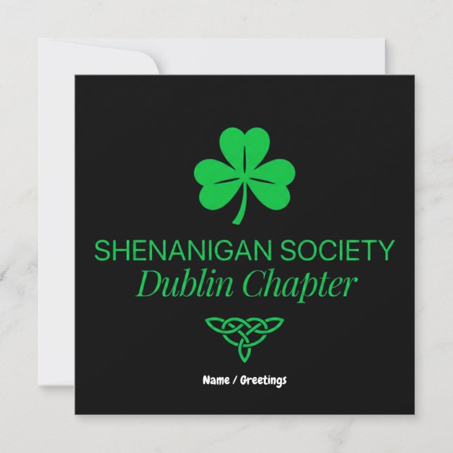 Invitación Sociedad Shenanigan Capítulo de Dublín Patrimonio  (Anverso)
