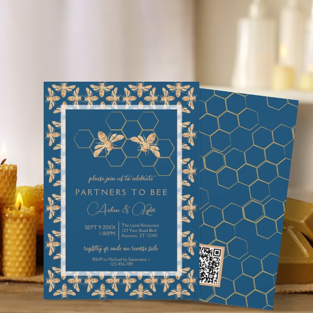 Invitación Socios para ser indigo y ducha de bodas honeycomb (Subido por el creador)