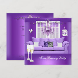 Invitación Sofá de Champagne Morado para Calentar la Casa con