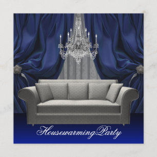Invitación Sofá de Damasco Azul y Candil Fiesta de inauguraci