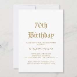 Invitación Sofisticada caligrafía de oro 70 cumpleaños