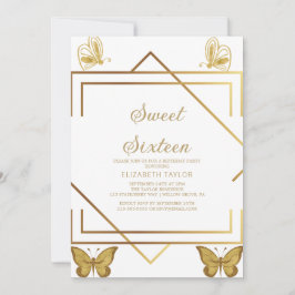 Invitación Sofisticada caligrafía de oro dulce dieciséis