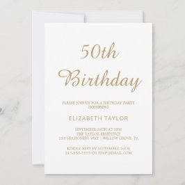 Invitación Sofisticada Caligrafía en Oro para Cumpleaños 50 