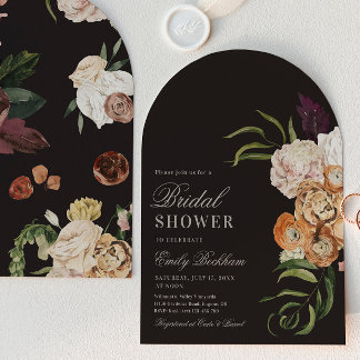 Invitación sofisticada de arquería floral para la