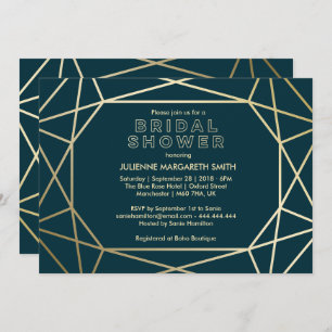 Invitación Sofisticada Ducha Bridal De Gema Geométrico Oro