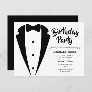 Invitación Sofisticada fiesta de cumpleaños de Suit & Tie