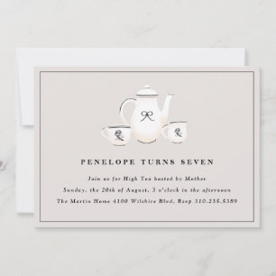 Invitación Sofisticada fiesta de cumpleaños del Té para Chica