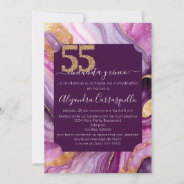 Invitación Sofisticada fiesta de cumpleaños número 55 del Aga
