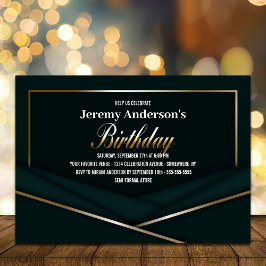 Invitación Sofisticada Fiesta Verde de Cumpleaños del Oro