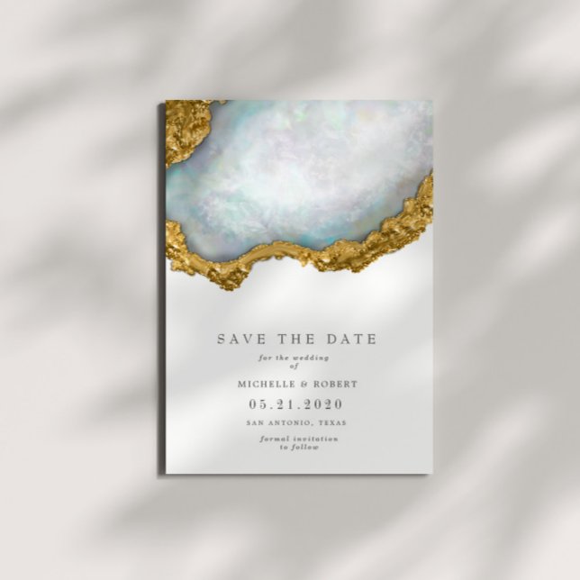 Invitación Sofisticada Foto De Pearl Agate Save The Date (Subido por el creador)