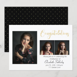Invitación Sofisticada graduación de fotografías en negro y o