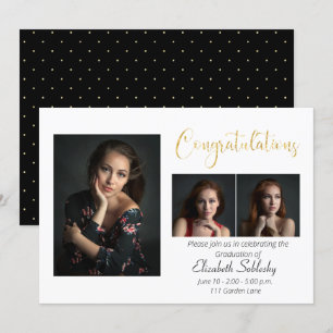 Invitación Sofisticada graduación de fotografías en negro y o