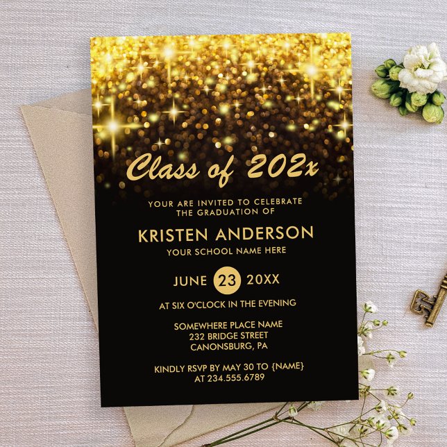 Invitación Sofisticada graduación de Glam Sparkle, Purpurina  (Subido por el creador)