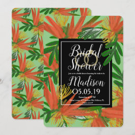 Invitación Sofisticada Novia Tropical Ave del Paraíso