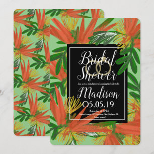 Invitación Sofisticada Novia Tropical Ave del Paraíso