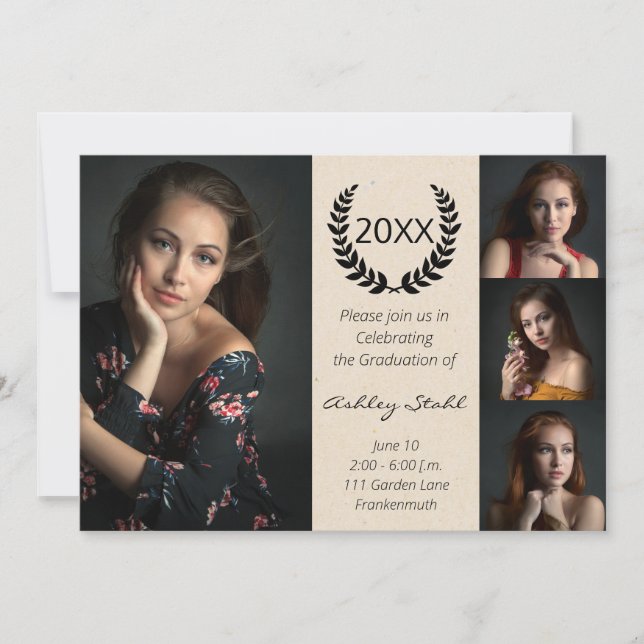 Invitación Sofisticada parte de graduación de fotografías en  (Anverso)