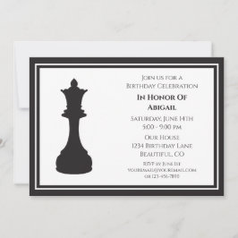 Invitación Sofisticada pieza de ajedrez en blanco y negro Cum