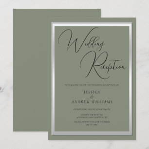 Invitación Sofisticada recepción de bodas sabrosas y plateada