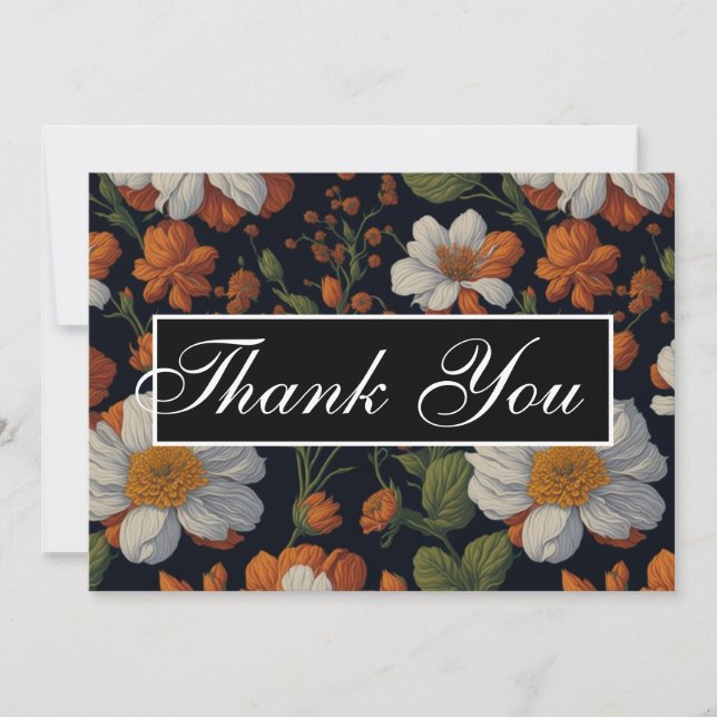 Invitación Sofisticadas flores retro elegantes y blancas Nara (Anverso)
