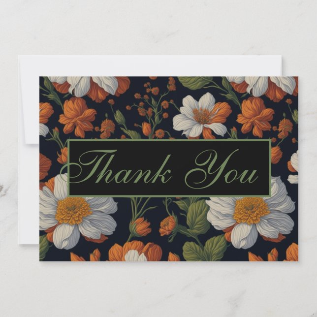 Invitación Sofisticadas flores retro elegantes y blancas Nara (Anverso)