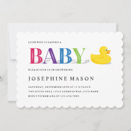 Invitación Sofisticado Baby Shower arcoiris del duque de goma