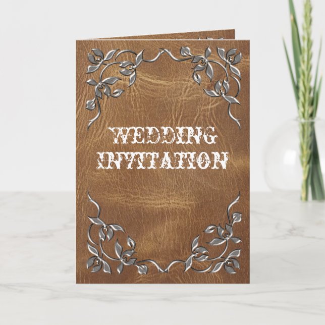 Invitación Sofisticado Boda de cuero occidental (Anverso)