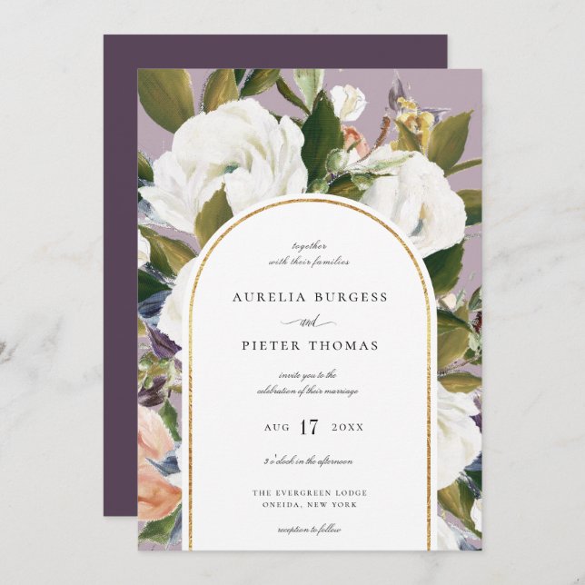 Invitación Sofisticado Boda del marco del arco floral botánic (Anverso / Reverso)