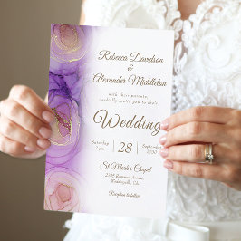 Invitación Sofisticado Boda floral Purple Gold