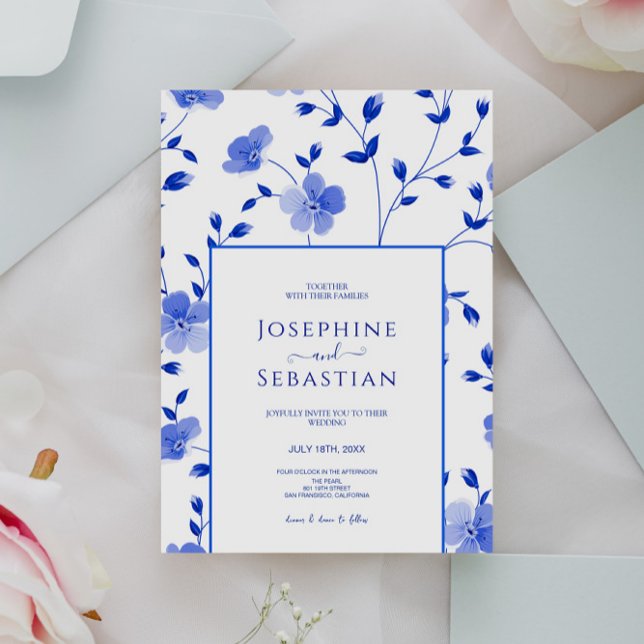 Invitación Sofisticado Boda moderno del Periwinkle Azul (Subido por el creador)