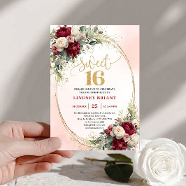 Invitación Sofisticado Boho Marsala Dorado Floral Dulces Diec