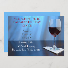 Invitación Sofisticado cumpleaños del vino Rojo Azul