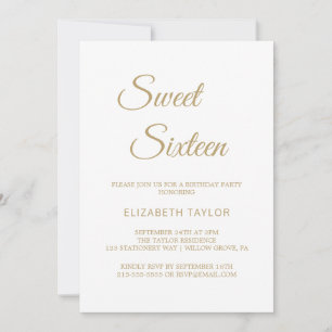 Invitación Sofisticado Cumpleaños Dieciséis con Caligrafía en
