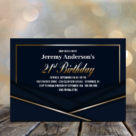 Invitación Sofisticado Fiesta de los 21 Años del Oro Azul