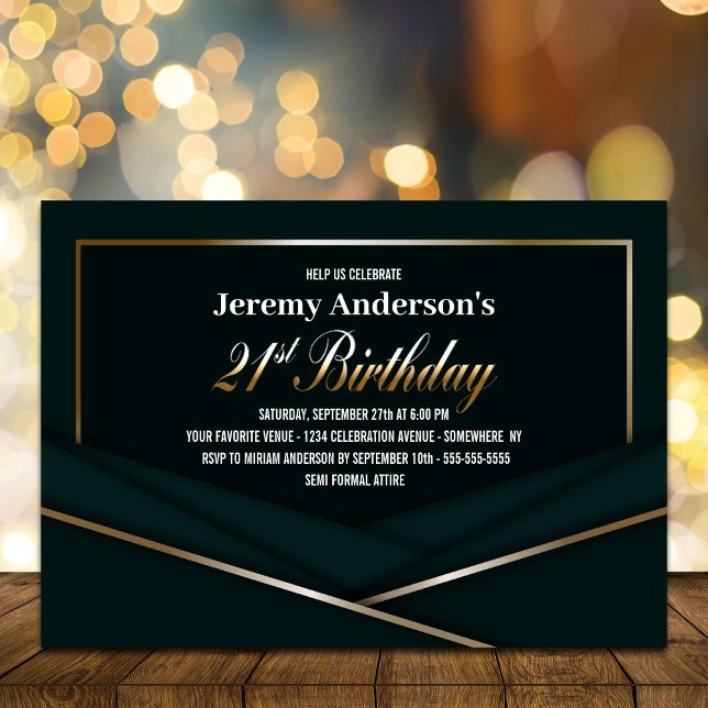 Invitación Sofisticado Fiesta de los 21 Años del Oro Verde (Subido por el creador)