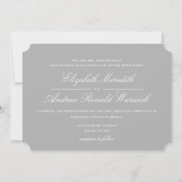 Invitación Sofisticado guión de encaje gris y blanco