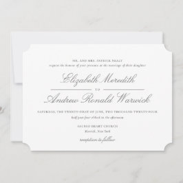 Invitación Sofisticado guión de encaje gris y blanco