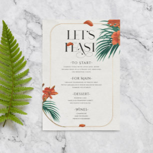 Invitación Sofisticado menú Boda de Flores Tropicales