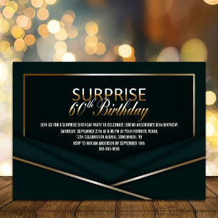 Invitación Sofisticado Oro Verde 60 cumpleaños sorpresa