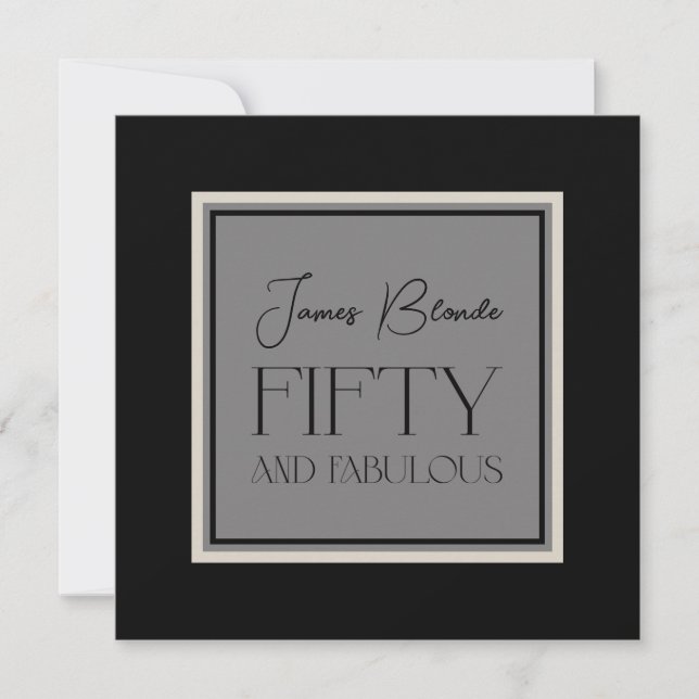 Invitación Sofisticado Para Él Cincuenta Y Fabuloso Fiesta (Anverso)
