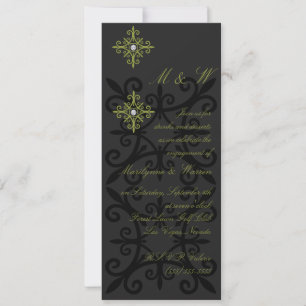 Invitación Sofisticado Partido de Compromiso Negro y Verde