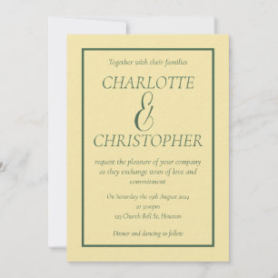 Invitación Sofisticado Patrón de Hoja de Crema Verde Sabio