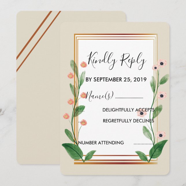 Invitación Sofisticado RSVP clásico y elegante (Anverso / Reverso)