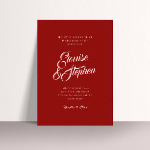 Invitación Sofisticado Script Names Red and Pink Boda