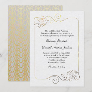 Invitación Sofisticado y lujoso Boda de Gold Flourish