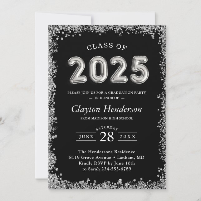 Invitación Sofisticados acentos Purpurinas para el Fiesta de  (Anverso)