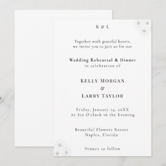 Invitación Soft Bloom Elegance Wedding Rehearsal Invitation